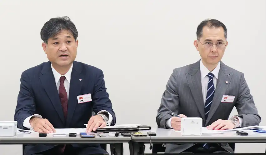 決算説明するSMBC日興証券の後藤歩常務執行役員(7月28日、東証)
