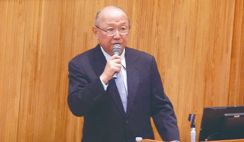 スタートアップに関して講演する田中総裁（11月4日、東大）